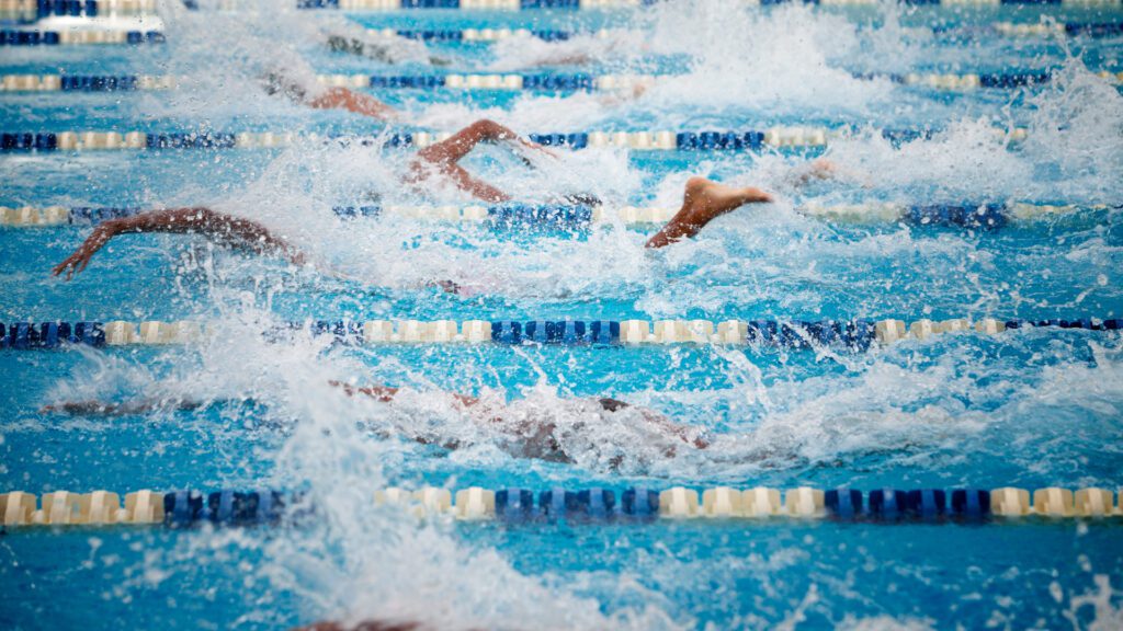 Olympic swimmers in a pool